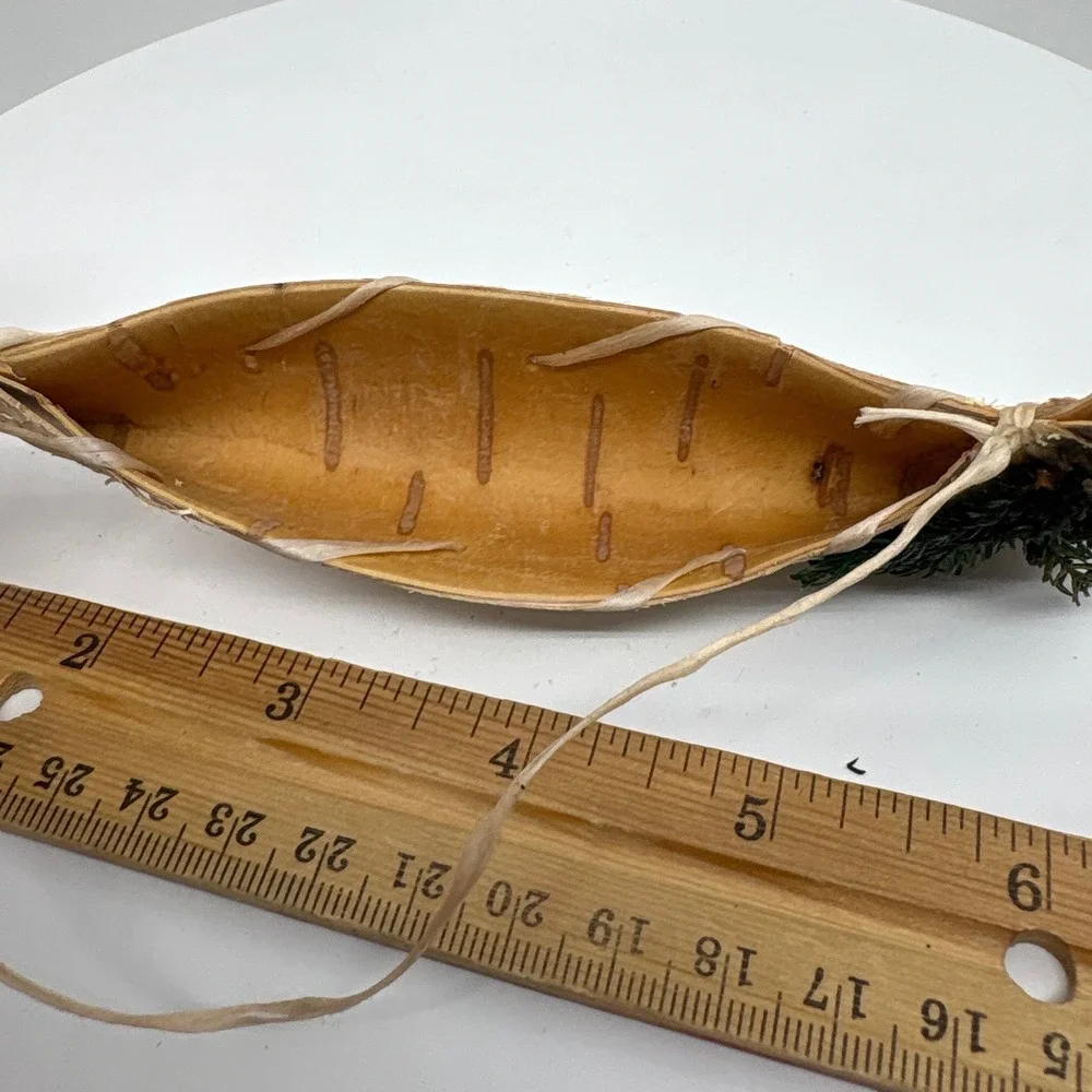 Rustic Birch Bark Canoe Christmas Ornament 5 Inch Lodge Cabin Native American